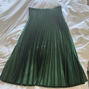 Zara Emerald Green Pleated A-Line Skirt